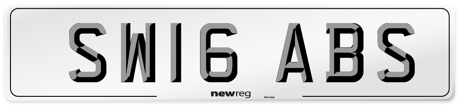 SW16 ABS Number Plate from New Reg
